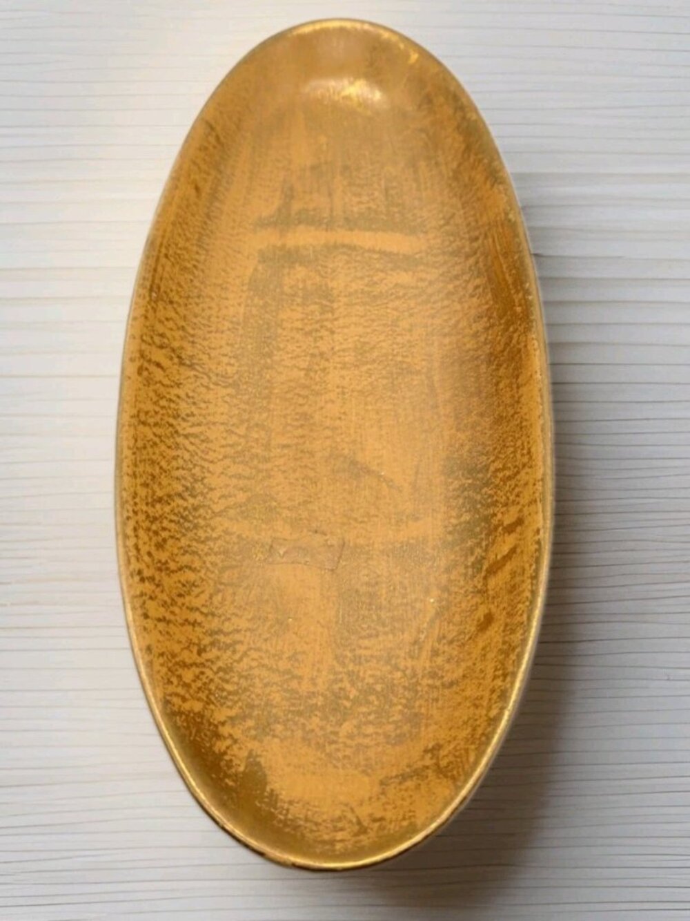 Vintage USA Stangl Pottery Granada Gold on Tan Body MCM Footed Oblong Dish Glam